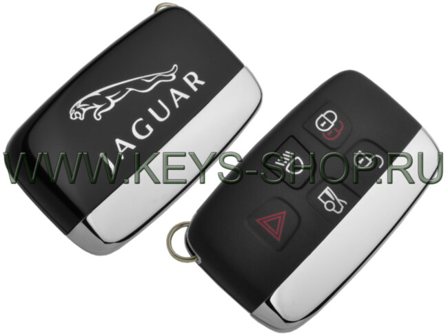 Смарт Ключ Ягуар XF, XJ, XК (Jaguar XF, XJ, XК) 5 кнопок / 434mHz Европа / c 2010 - ... / Глянцевая задняя крышка / Аналог в оригинальном корпусе