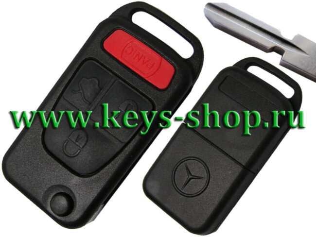 Корпус ключа Мерседес (Mercedes) с выкидным лезвием HU39 | 3 кнопки + паника