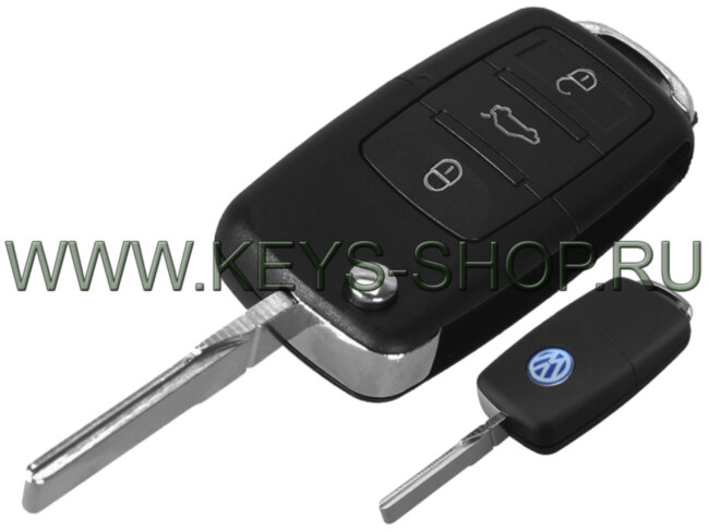 Выкидной ключ Фольксваген (Volkswagen) HU66 / чип ID A1 (TP23) / 433MHz 3 кнопки дистанционного управления ц/з 1K0 959 753 G