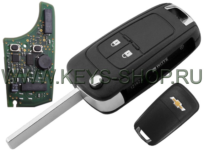 Выкидной Ключ Шевролет Круз (Chevrolet Cruze) HU100 / PCF7952 / 434MHz Европа / 2 кнопки / Keyless Go / Б/У - Восстановленный