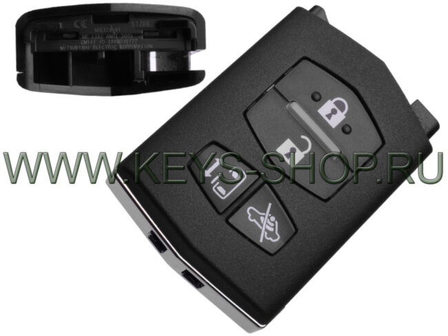 Пульт управления сигнализацией выкидного Ключа Мазда (Mazda) 433MHz Европа / 2 кнопки + Боковая дверь + Датчик объема / CG29-67-5RX / MITSUBISHI SYSTEM / Оригинал