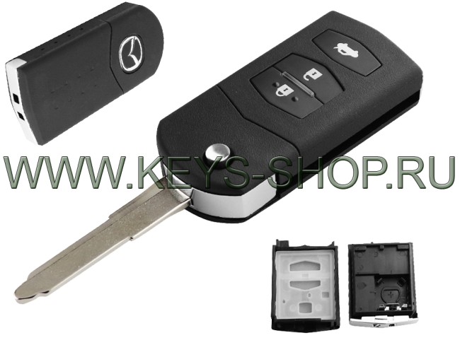 Корпус выкидного ключ Мазда (Mazda) лезвие MAZ24 / 3 кнопки / для Visteon и Siemens