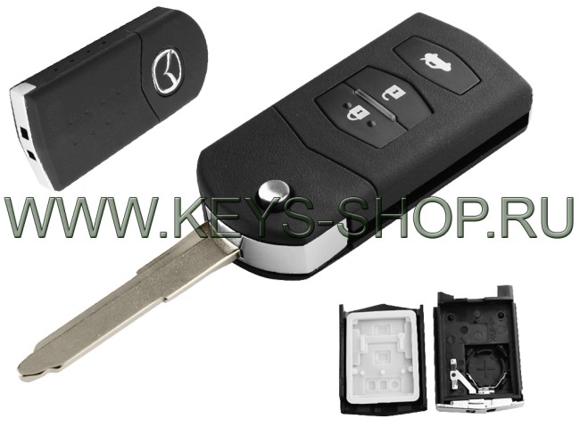 Корпус выкидного ключа Мазда (Mazda) лезвие MAZ24 / 3 кнопки / для Mitsubishi