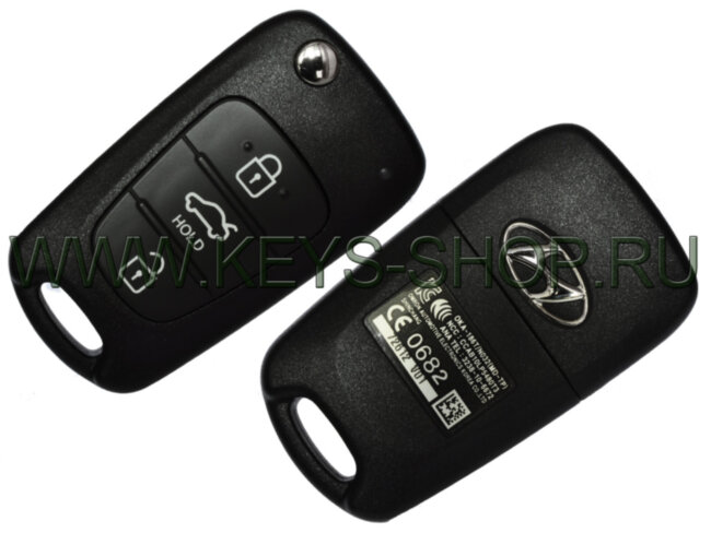 Выкидной Ключ Хундай Элантра (Hyundai Elantra) HYN14R / ID 46 / OKA-186T / 3 кнопки / 433MHz Европа / с 27.01.11 - 15.10.13 / Оригинал