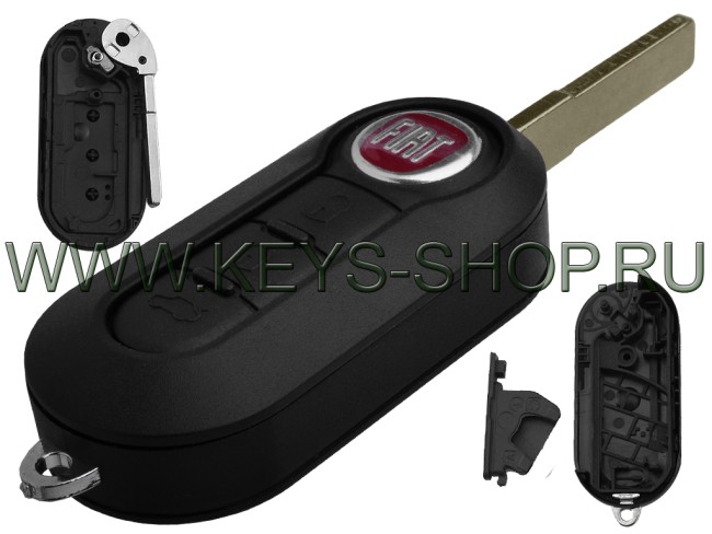 Корпус выкидного ключа Фиат (Fiat) SIP22 / 3 кнопки / Черный
