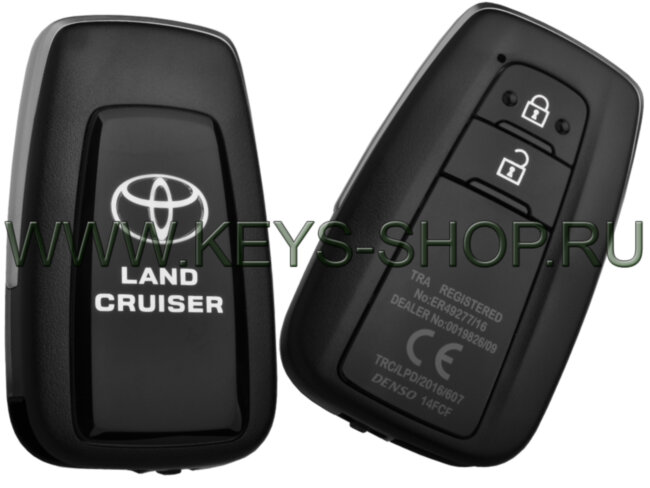 Смарт-Ключ Тойота Ленд Крузер Прадо (Toyota Land Cruiser Prado) 2 кнопки / MDL 14FCF / Page1 = A8 / 433MHz Европа / 08.2017 - 08.2019