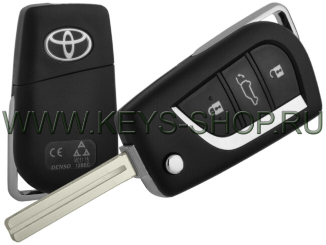 Выкидной Ключ Тойота РАВ4 (Toyota RAV4) TOY48 / 3 кнопки / DENSO 12BEC / Sel.Addr. = 39/59 ("H" master) / 433.92MHz / 10.2015 - 02.2019