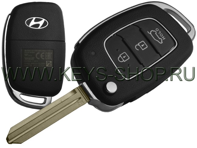 Выкидной Ключ Хундай Крета (Hyundai Creta) HYN14R (3AZ) / ID: 60-6F / RKE-4F34 / 3 кнопки / 433.92mHz Европа / 13.10.2016 - ... / Оригинал