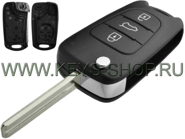 Корпус выкидного ключа Хундай (Hyundai) с лезвием TOY48 / 3 кнопки