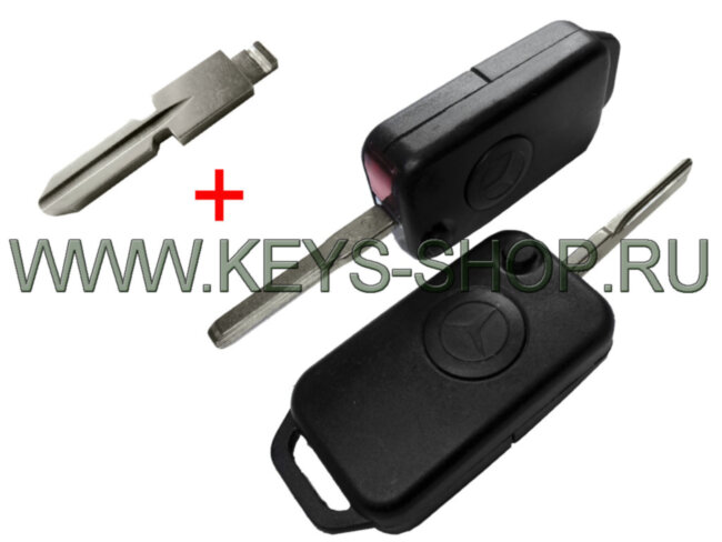 Корпус ключа Мерседес (Mercedes) с выкидным лезвием HU64 + HU39 | 1 кнопка | с инфракрасным портом